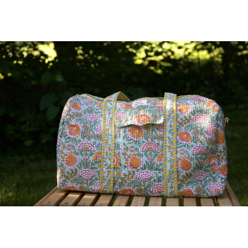 Sac de voyage matelassé jaune et vert