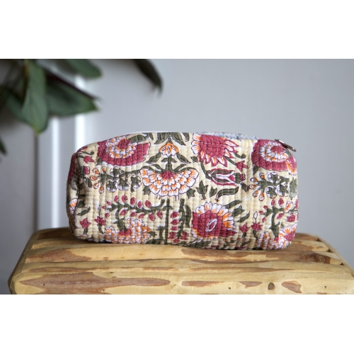 Beige pencil pouch