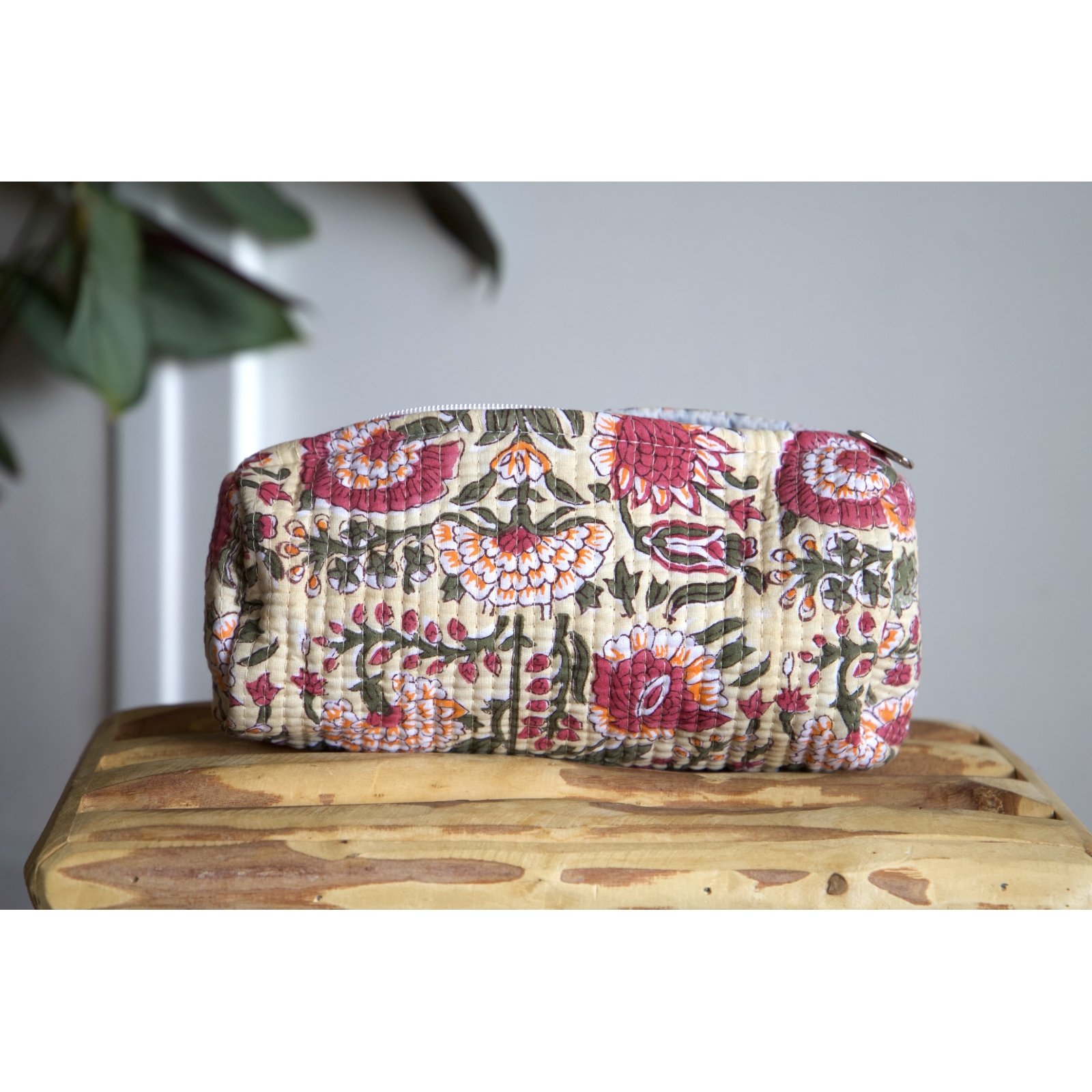 Beige pencil pouch
