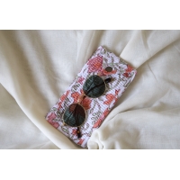 Orange and pink flower pencil pouch