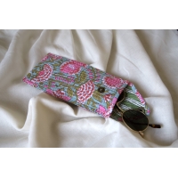 Blue pink green pencil pouch