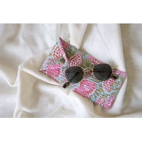 Blue pink green pencil pouch