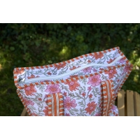 Sac cabas en coton à fleurs oranges avec fermeture éclair
