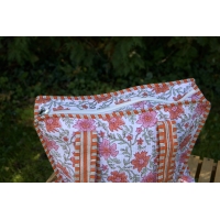 Sac cabas en coton à fleurs oranges avec fermeture éclair