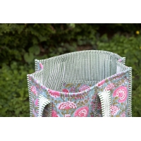 Sac cabas en coton matelassé bleu rose vert