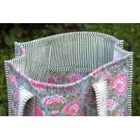 Sac cabas en coton matelassé bleu rose vert