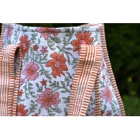 Sac cabas en coton matelassé fleuris blanc orange rose