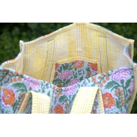 Maxi tote bag flower green and yellow