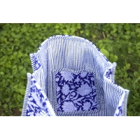 Sac cabas en coton matelassé fleurs bleus