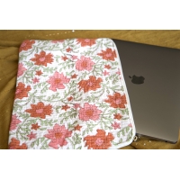 Housse ordinateur fleurs orange