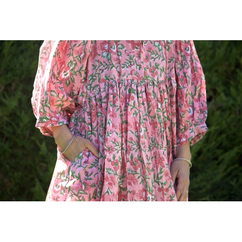 Robe rose courte en coton