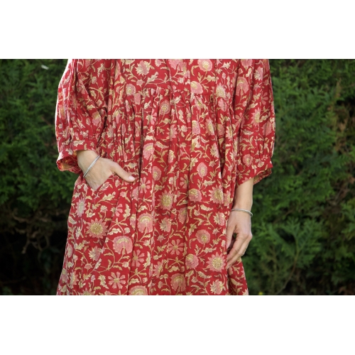 Robe rouge longue en coton