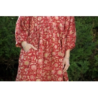 Robe rouge longue en coton