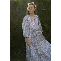Robe longue grise en coton