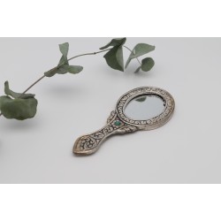 Silver polished oval hand mirror
