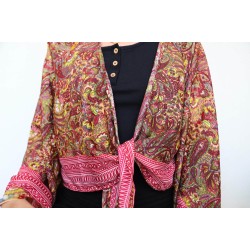 Pink floral bohemian wrap blouse