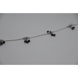 Silver and black anklet