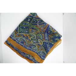 Mustard and blue silk square